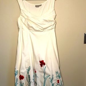 White embroidered dress.